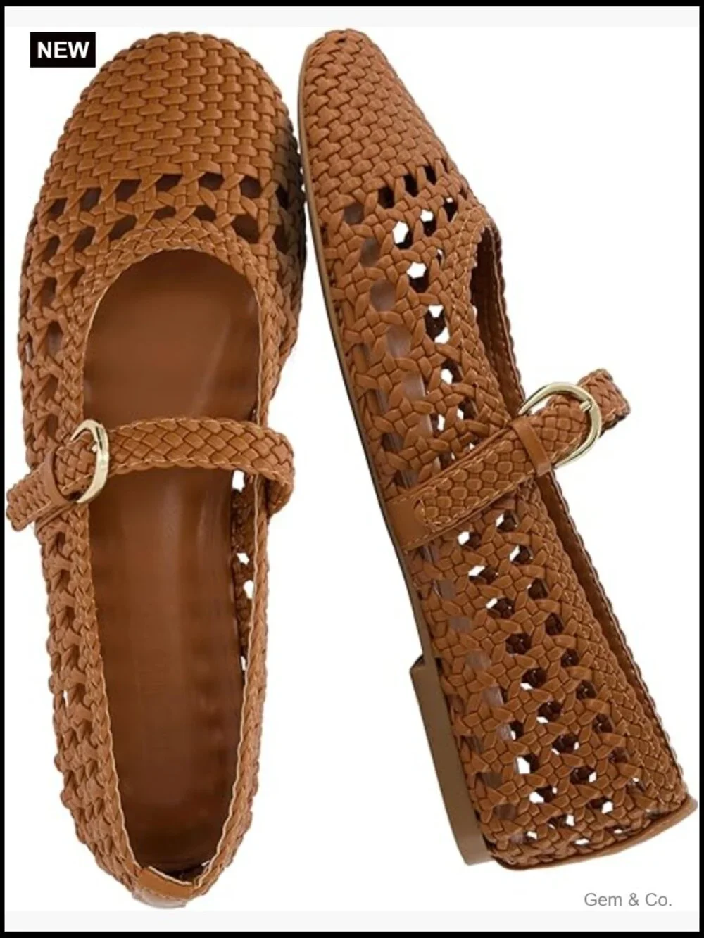 Woven Mary Jane Ballet Flats with Adjustable Strap - Comfortable Everyday Flats